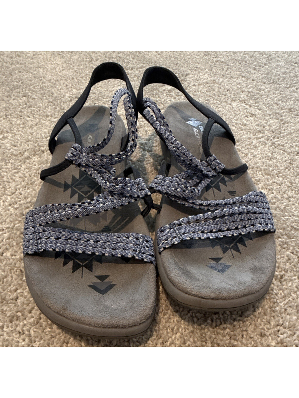 Skechers Women’s Strappy Slip-On Sandals Spandex Upper Gray/Black US 10